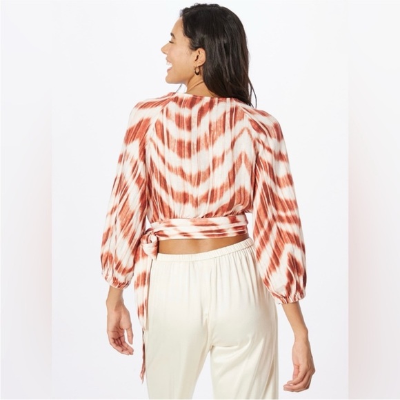 Banana Republic Linen Puff Sleeve StripeDyed Wrap Top - Picture 7 of 9